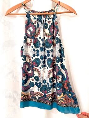 Robert Graham Women’s Blue & White Print Silk Camisole Halter Tank